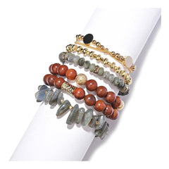 Bracelet Set Natural Stone Agates Crystal Wood Beads Bracelet