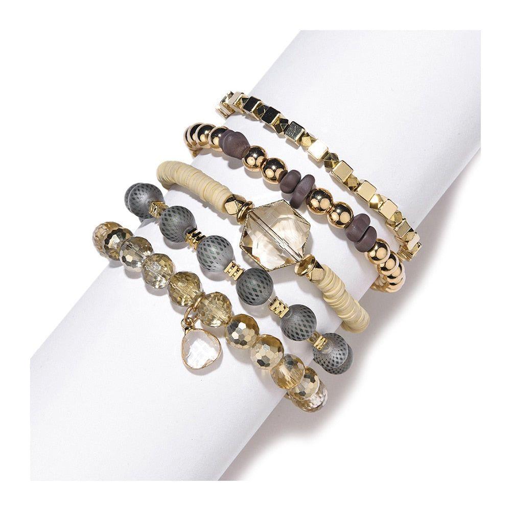 Bracelet Set Natural Semi-precious Stone Elegant Cut Crystal