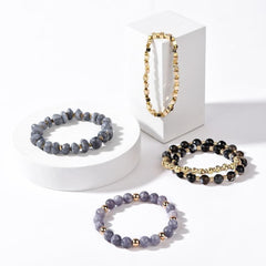 Bracelet Set Natural Semi-precious Stone Elegant Cut Crystal