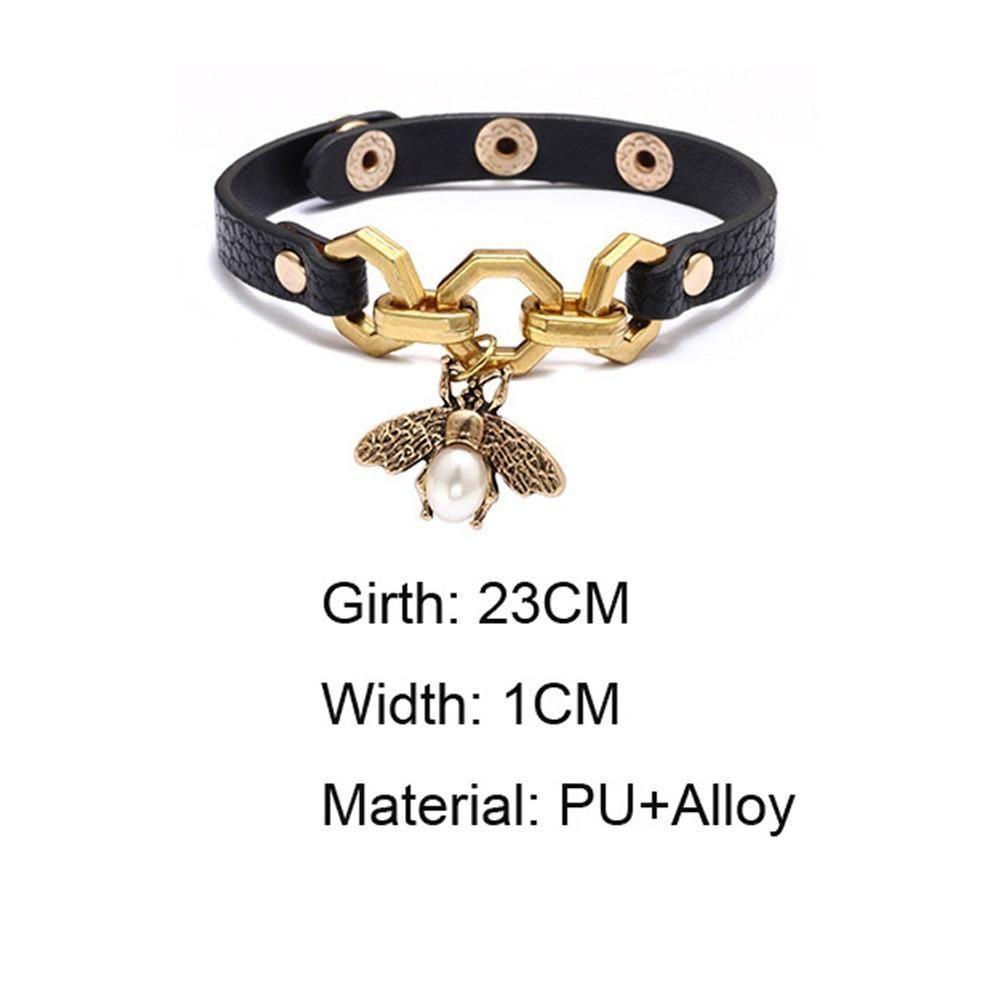 Bracelet Vivid Bee Pendant Bangles Punk Style Brown PU Leather Accessory