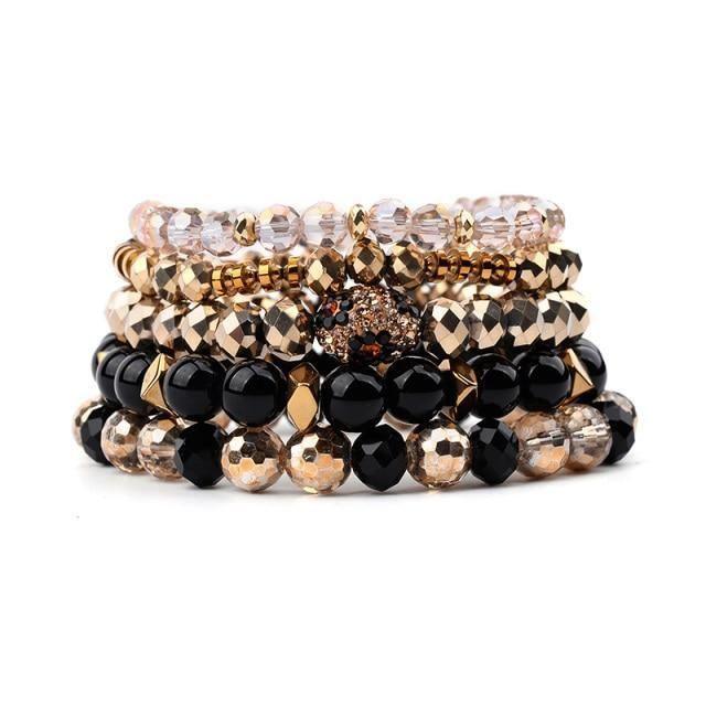 Vintage Multilayer Crystal Beads Bracelets Set