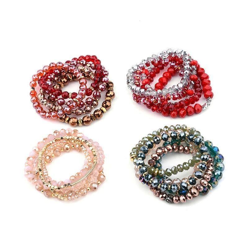 Vintage Multilayer Crystal Beads Bracelets Set