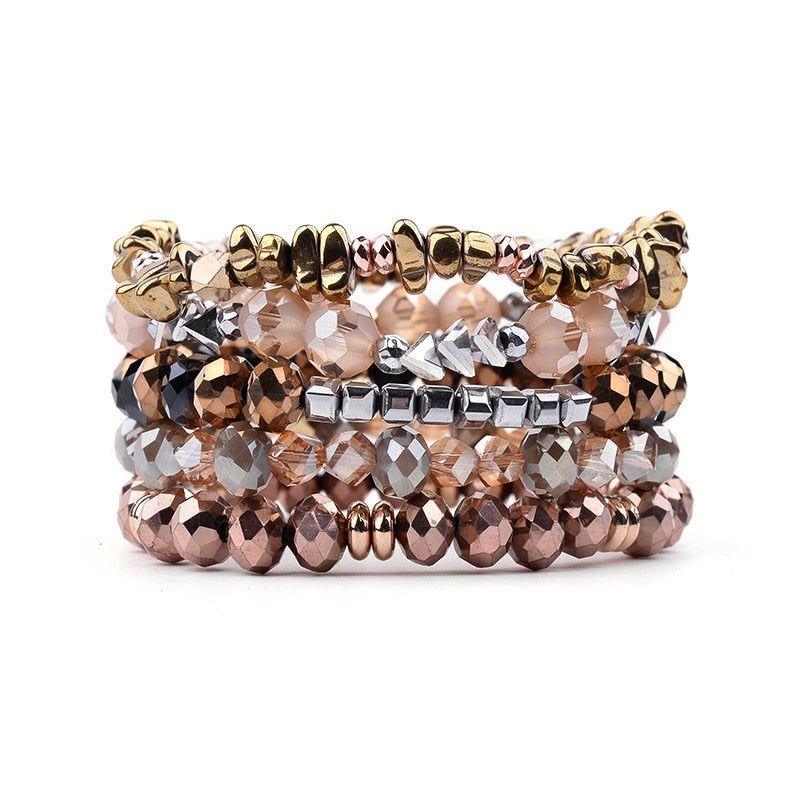 Vintage Multilayer Crystal Beads Bracelets Set