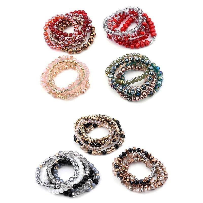 Vintage Multilayer Crystal Beads Bracelets Set