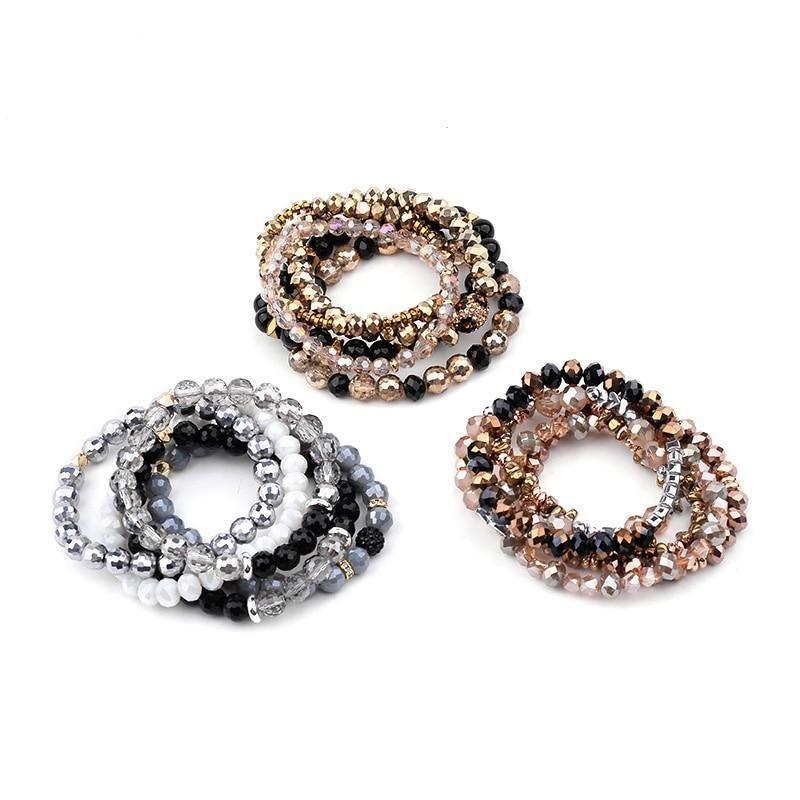 Vintage Multilayer Crystal Beads Bracelets Set