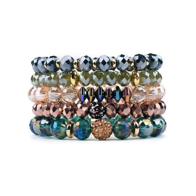 Vintage Multilayer Crystal Beads Bracelets Set