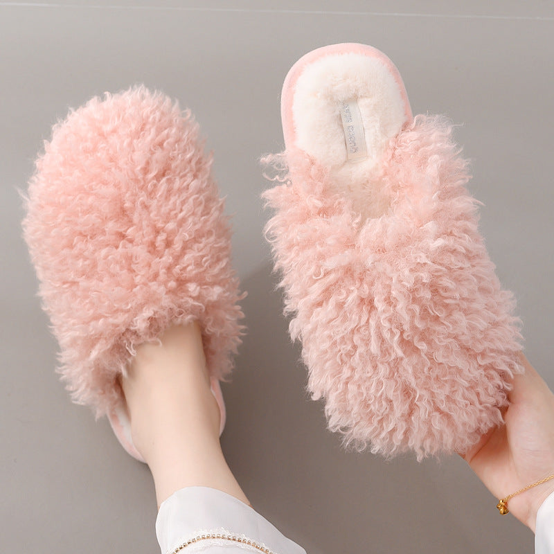 Candy color head breathable plush slippers