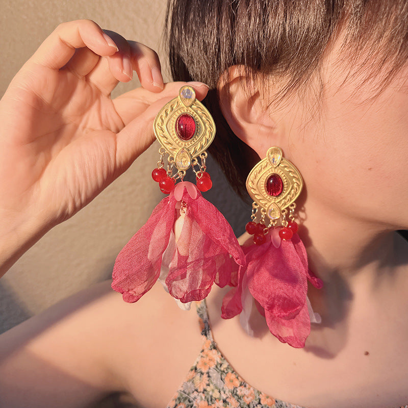 Handmade Fabric Tassel Earrings