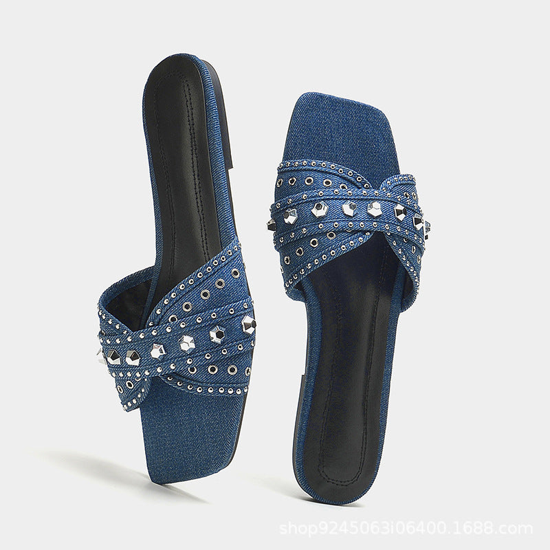 Blue Denim Slippers