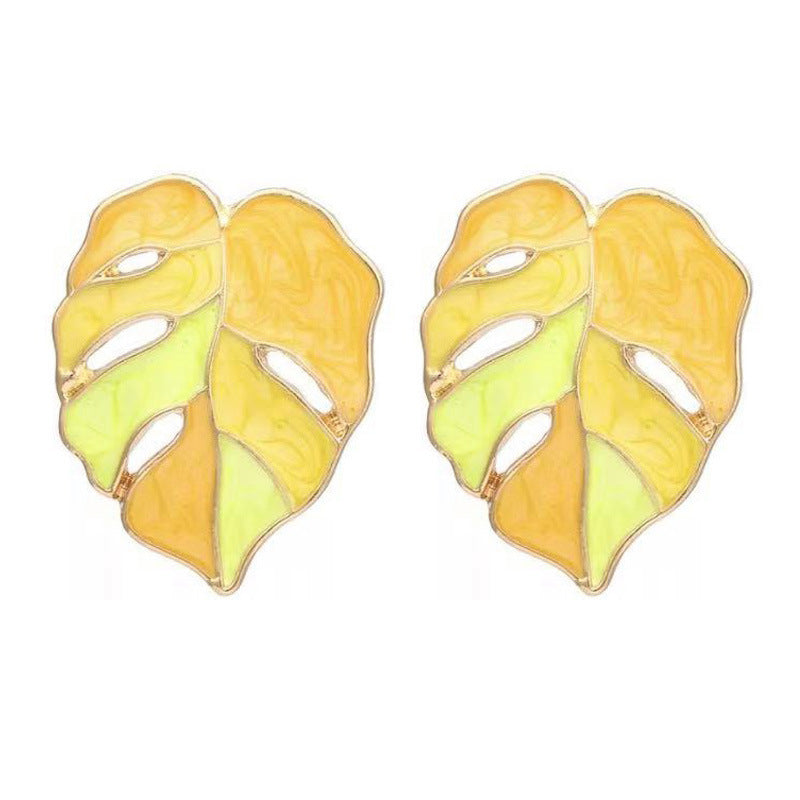 Flaxmaker Metal Leaf Design Earrings