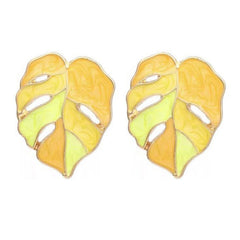 Flaxmaker Metal Leaf Design Earrings