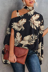 Always Right Chain One Shoulder Loose Top