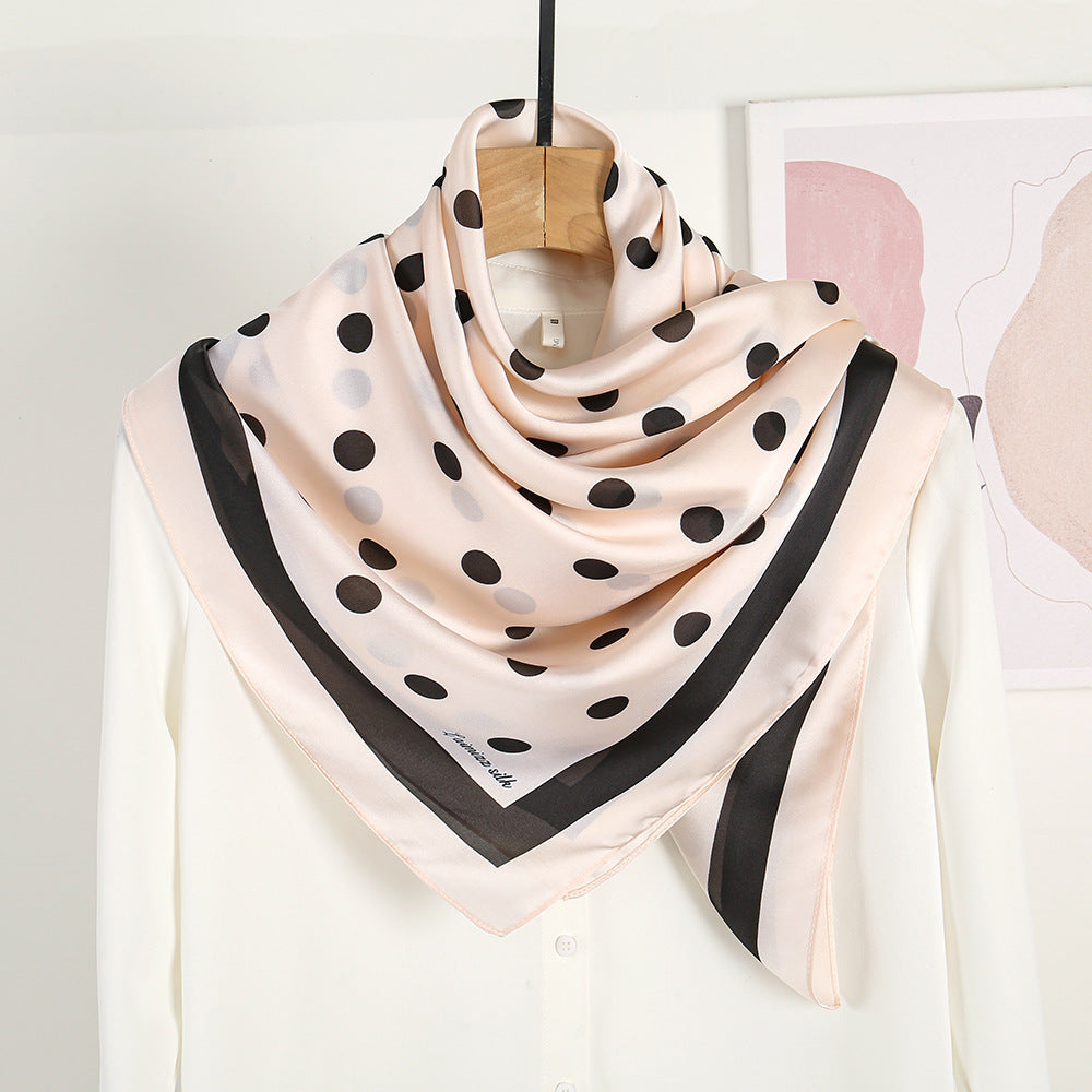Polka Dot Printed Silk Scarf