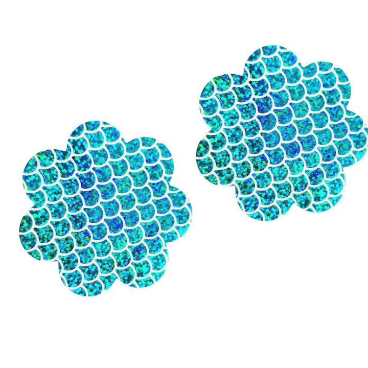 Blue Fish Scales Disposable Chest Stickers