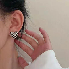 Chessboard Mini Heart Earrings