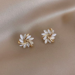 Classic Elegant and Exquisite Opal Petal Circle Earrings