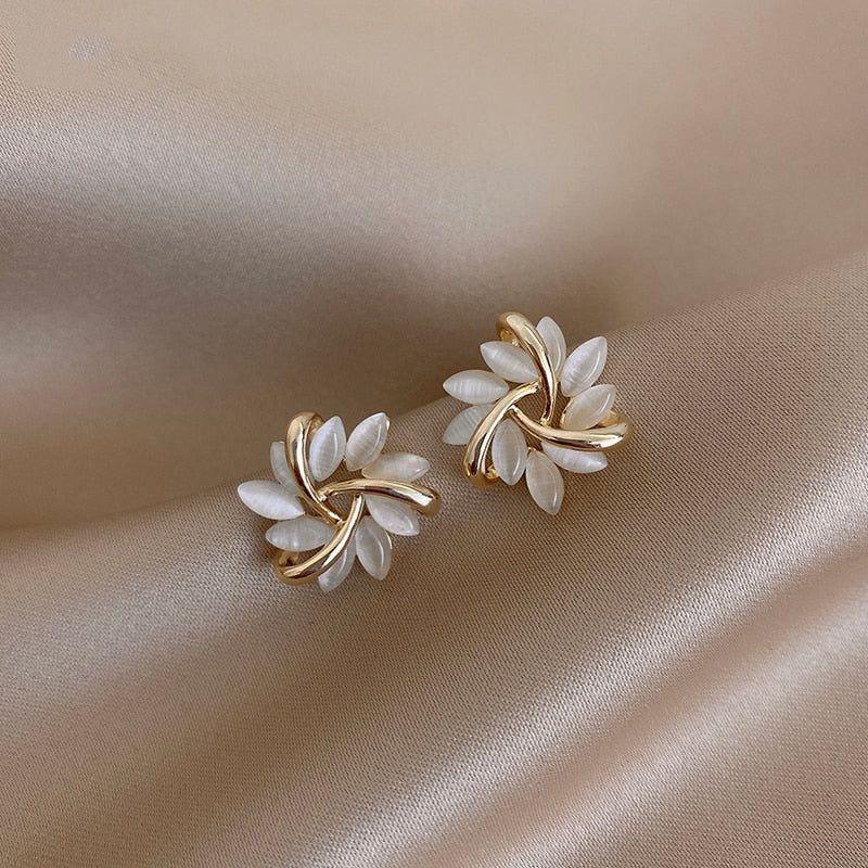 Classic Elegant and Exquisite Opal Petal Circle Earrings