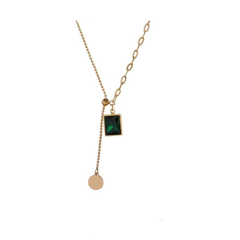 Classic Gem Square Stainless Steel Necklaces