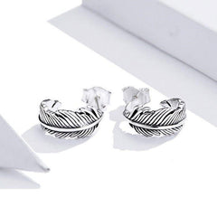 Classic Leaf 925 Sterling Silver Stud Earrings