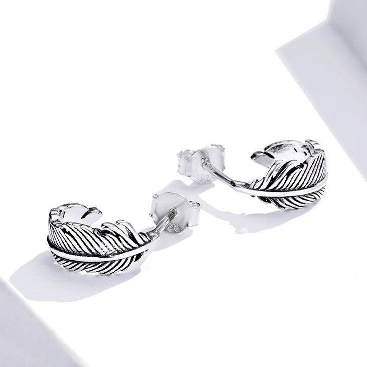 Classic Leaf 925 Sterling Silver Stud Earrings