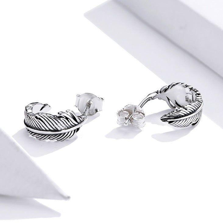 Classic Leaf 925 Sterling Silver Stud Earrings