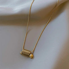 Classic Metal Steel Twisted Pendant Necklace