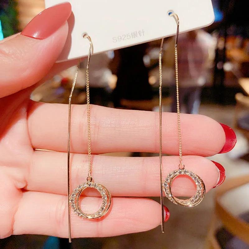 Classic Pearl Heart Long Earrings