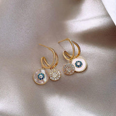 Classic Round Shell Flower Earrings