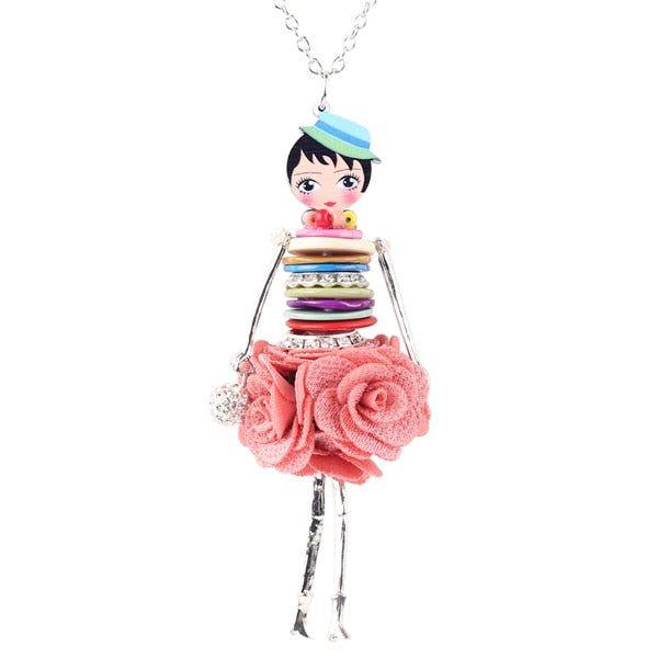 Colorful Crystal Handmade French Doll Necklace