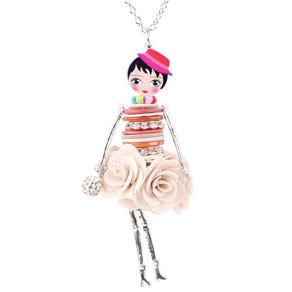 Colorful Crystal Handmade French Doll Necklace