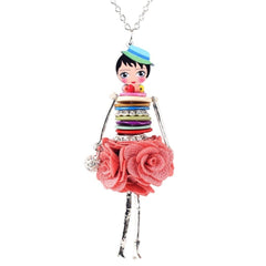 Colorful Crystal Handmade French Doll Necklace