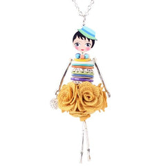 Colorful Crystal Handmade French Doll Necklace