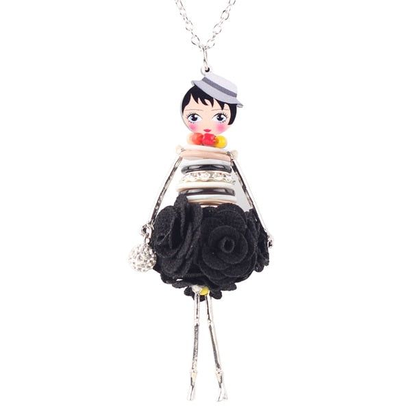 Colorful Crystal Handmade French Doll Necklace