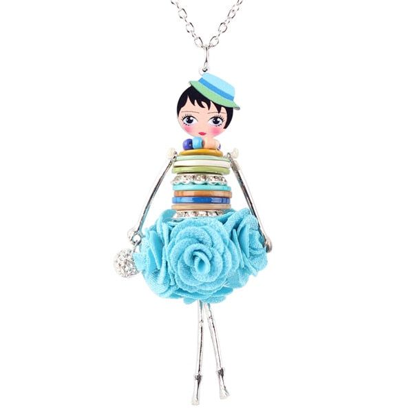 Colorful Crystal Handmade French Doll Necklace