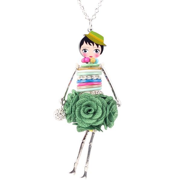 Colorful Crystal Handmade French Doll Necklace