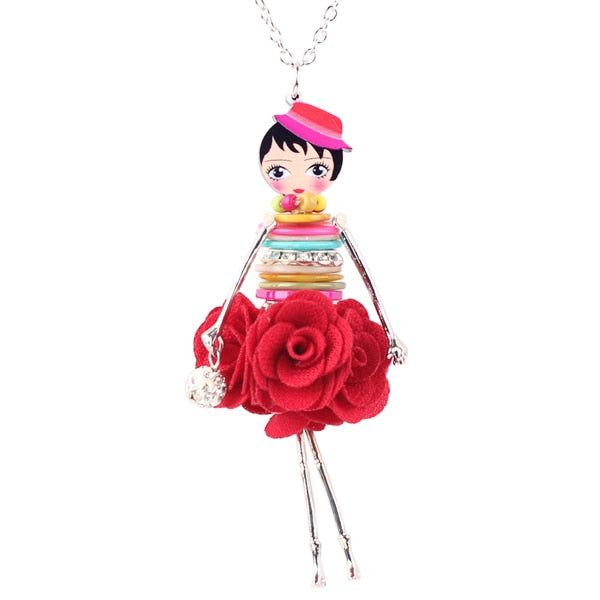 Colorful Crystal Handmade French Doll Necklace