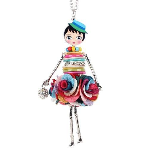 Colorful Crystal Handmade French Doll Necklace