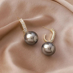 Crystal Big Pearl Dangle Earrings