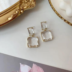 Crystal Geometric Square Fresh Drop Earrings