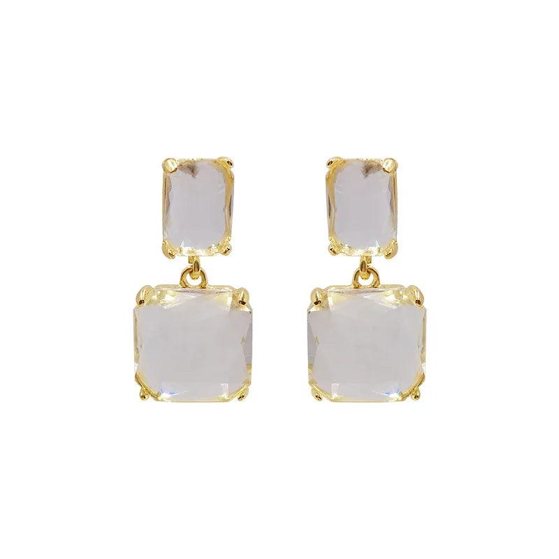 Crystal Geometric Square Fresh Drop Earrings