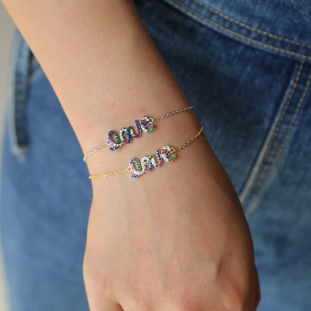 Crystal Love Letters 925 Sterling Silver Bracelets