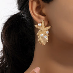 Beach Style Starfish Shell Earrings