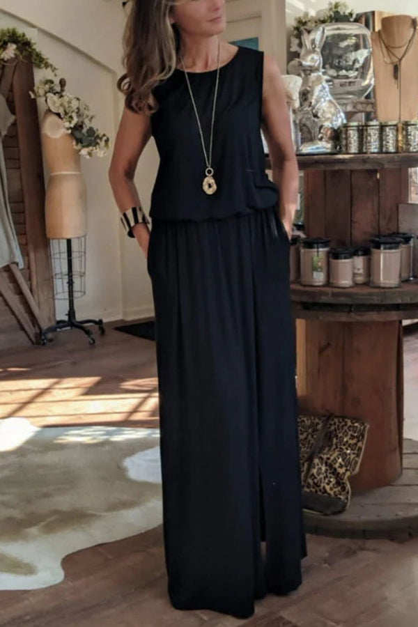 Giselle – Locker geschnittenes Maxikleid mit Schlitz 
