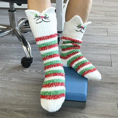Calcetines navideños con dibujos divertidos en 3D para el suelo del hogar