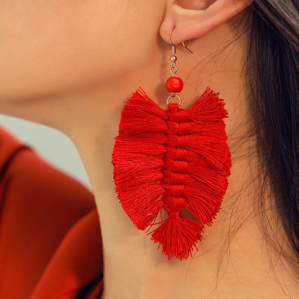 Hand-woven tassel earrings