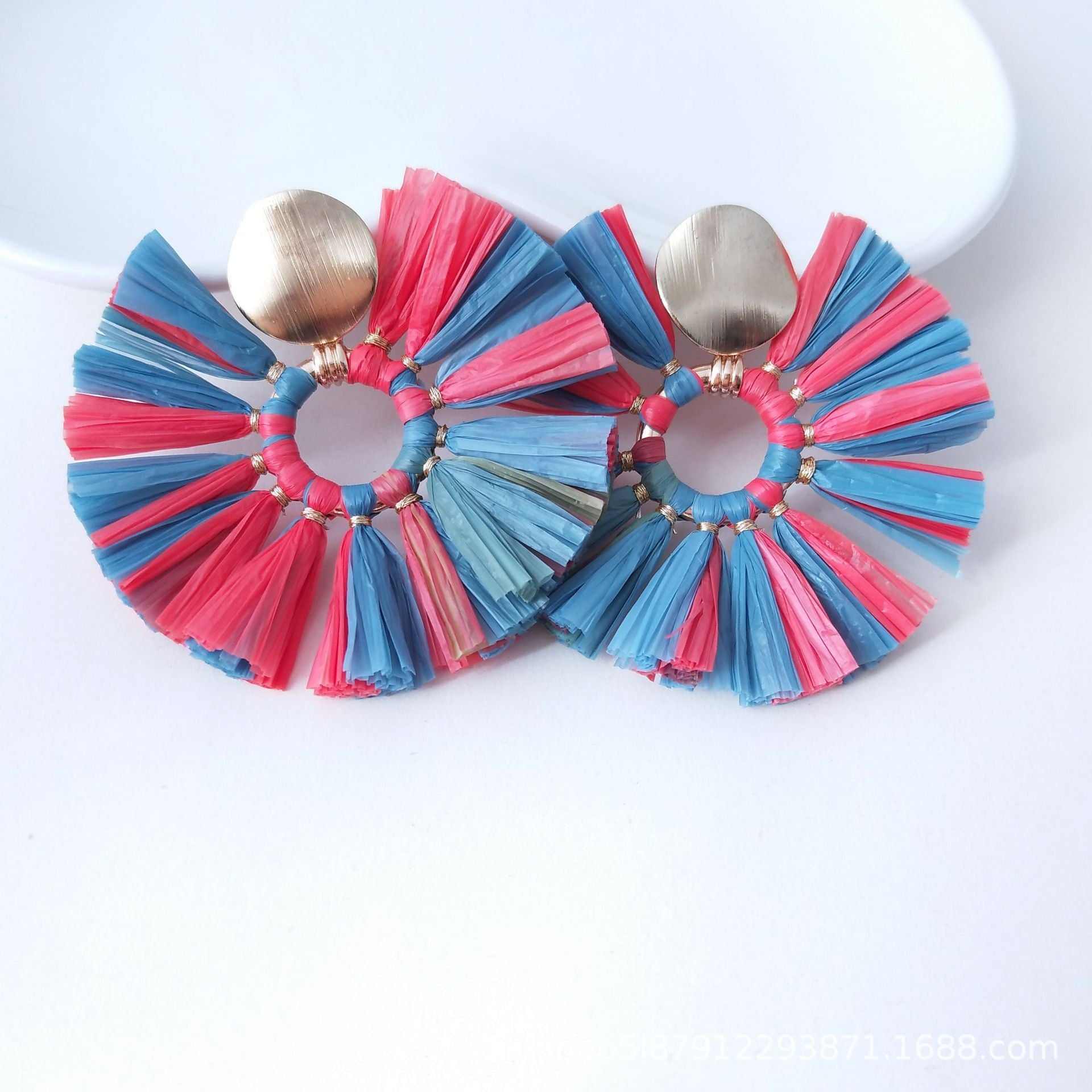 Color-block Raffia Earrings