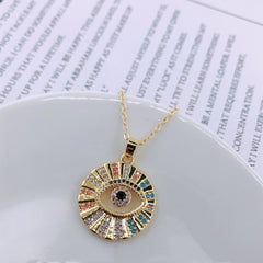 Colorful Zircon Hollow Devil's Eye Necklace