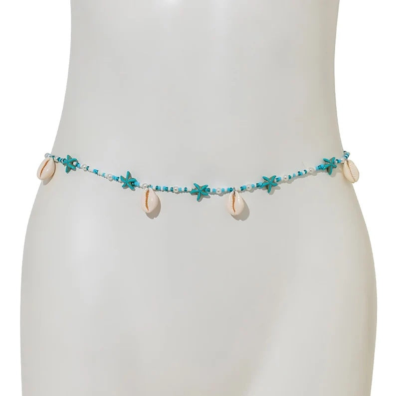 Shell, Starfish and Rice Beads Waist Chain