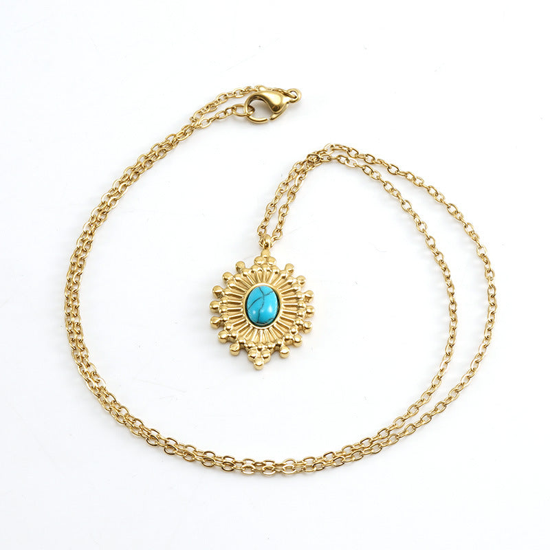 Blue Turquoise Eye Lock Necklace