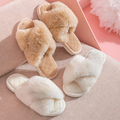 Cross Plush Slippers